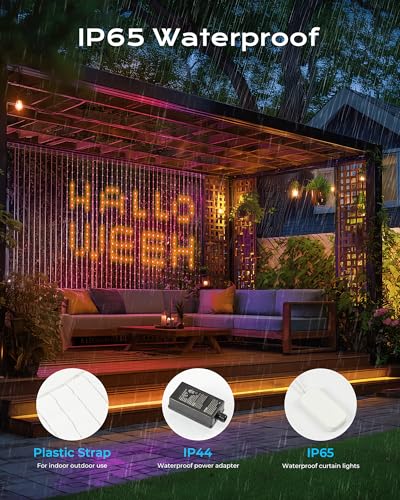 400 RGBIC LED Smart Curtain Fairy Lights, 6.6x6.6ft, IP65 Waterproof F956