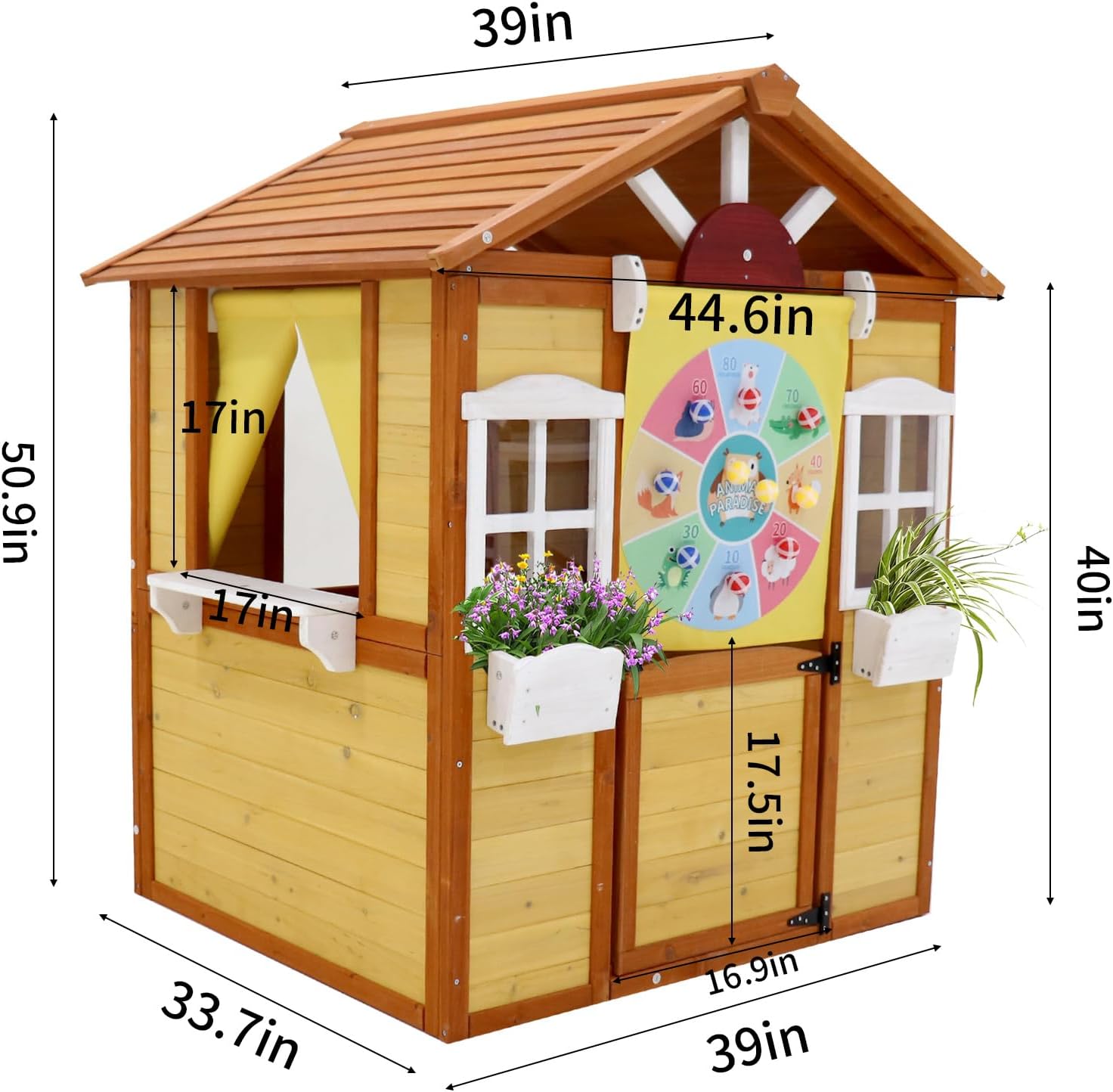 Wooden Playhouse with Working Door and Windows F74734