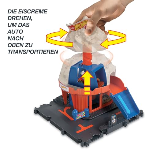 HOT WHEELS City Downtown Spielset mit manuellem Aufzug, Rampe, inklusive 1 Auto X2867