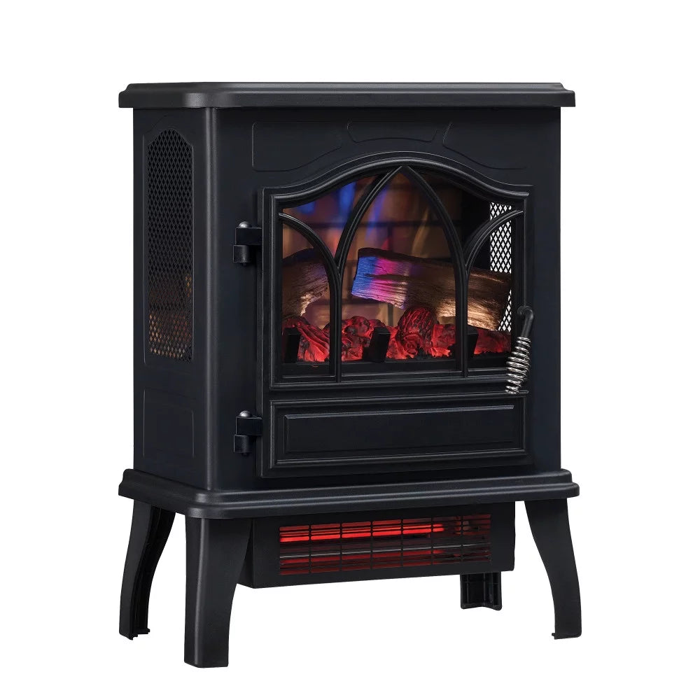 Black 3D Infrared Quartz Electric Fireplace Stove Heater W459487