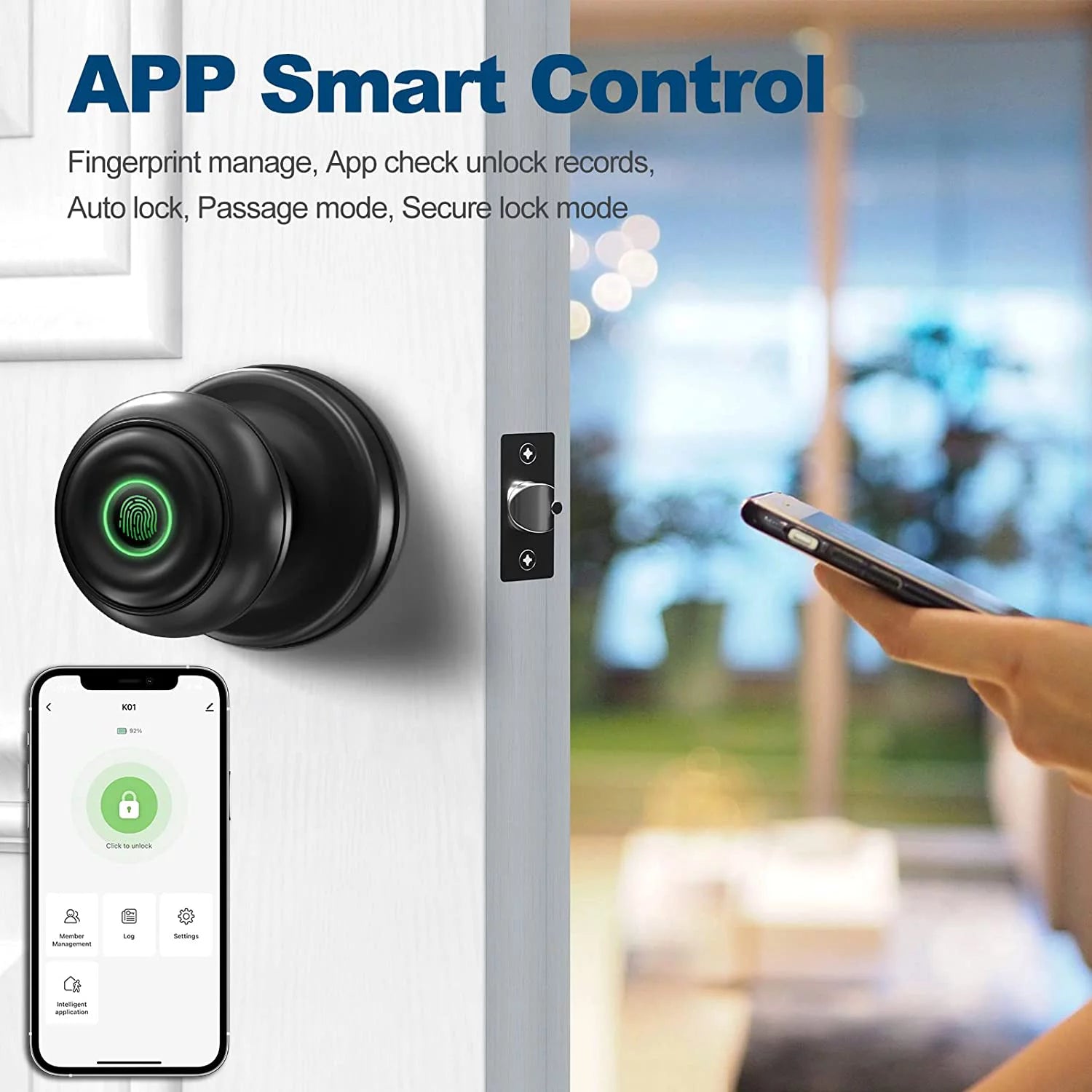 Black Smart Door Lock with App Control Q8630