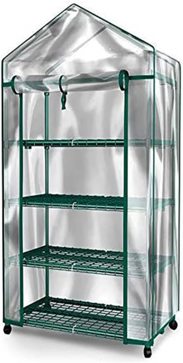 4 Tiers Mini Greenhouse with Wheels V42700