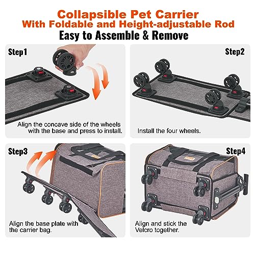 Airline Approved Expandable Rolling Pet Carrier with Telescopic Handle F633