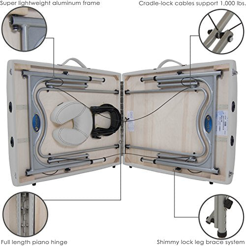 Portable Massage Table Ultra-Lightweight Aluminum Frame with Face Cradle & Carry Case (29lb) U409