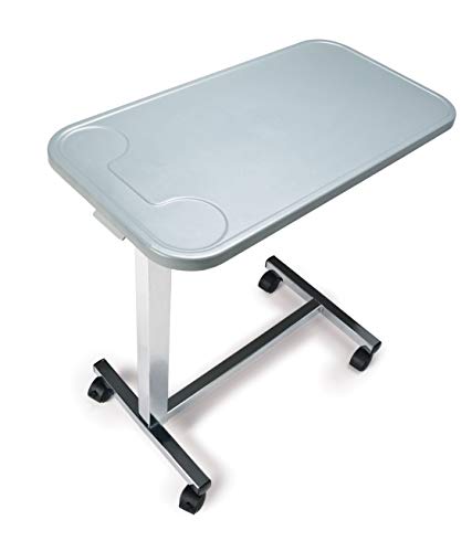 Dark Grey Adjustable Overbed Table with Wheels Y72873