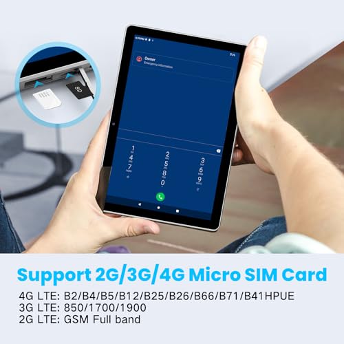 10.1 Inch 4G LTE Tablet with SIM Card Slot, 64GB ROM V79688