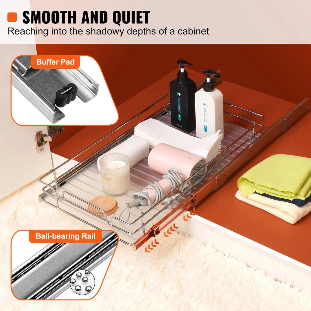 Chrome Plated Steel Pull Out Cabinet Organizer H33293
