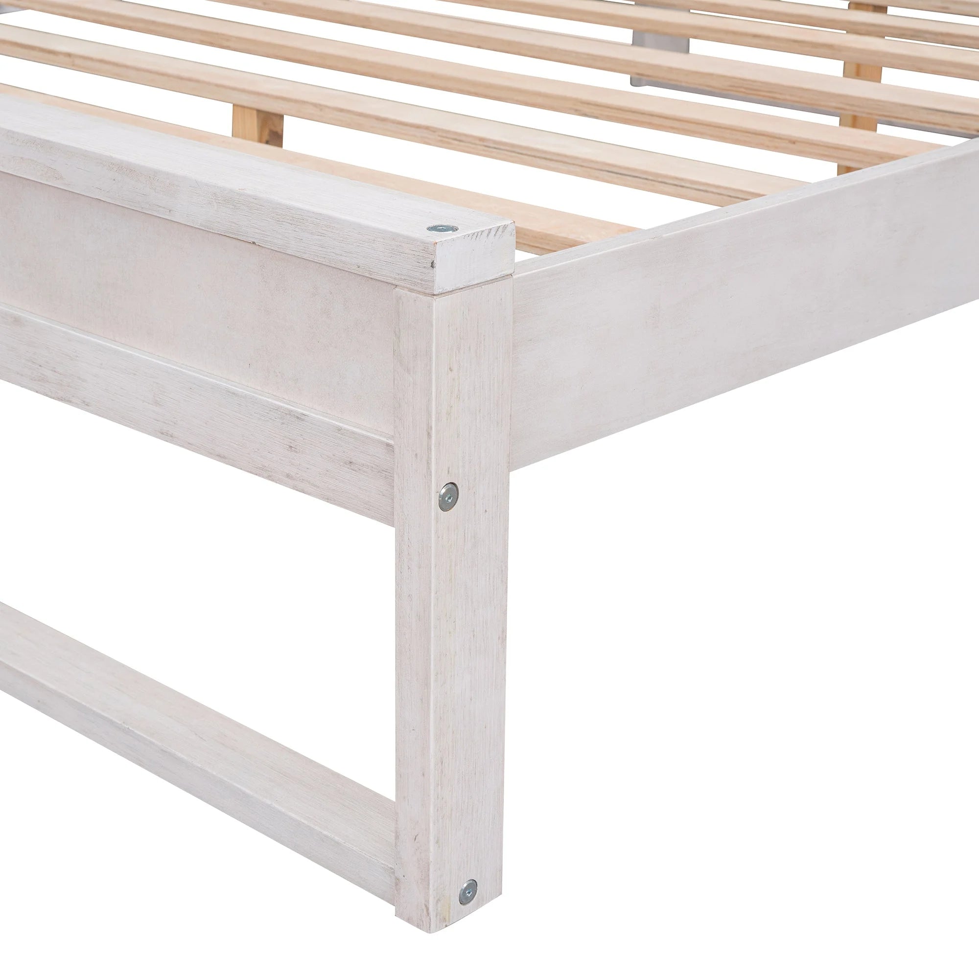 White Queen Size Platform Bed Frame with Storage P566950