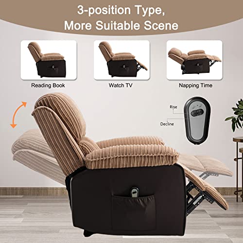 Brown Flannel Fabric Power Recliner Chair J667