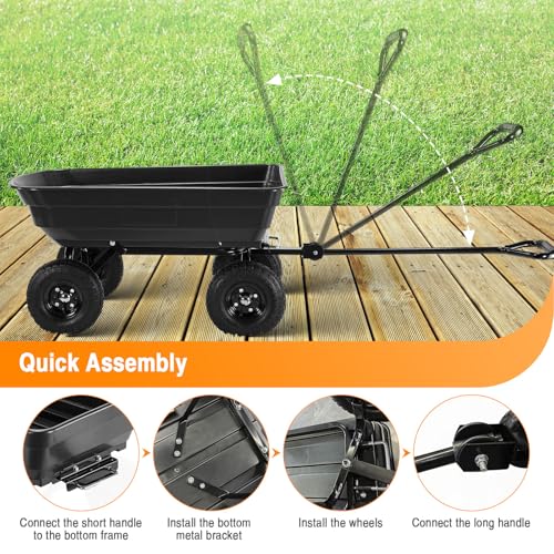 Black Steel Frame Utility Cart with 600 Pound Capacity and 10 Inch Tires L837