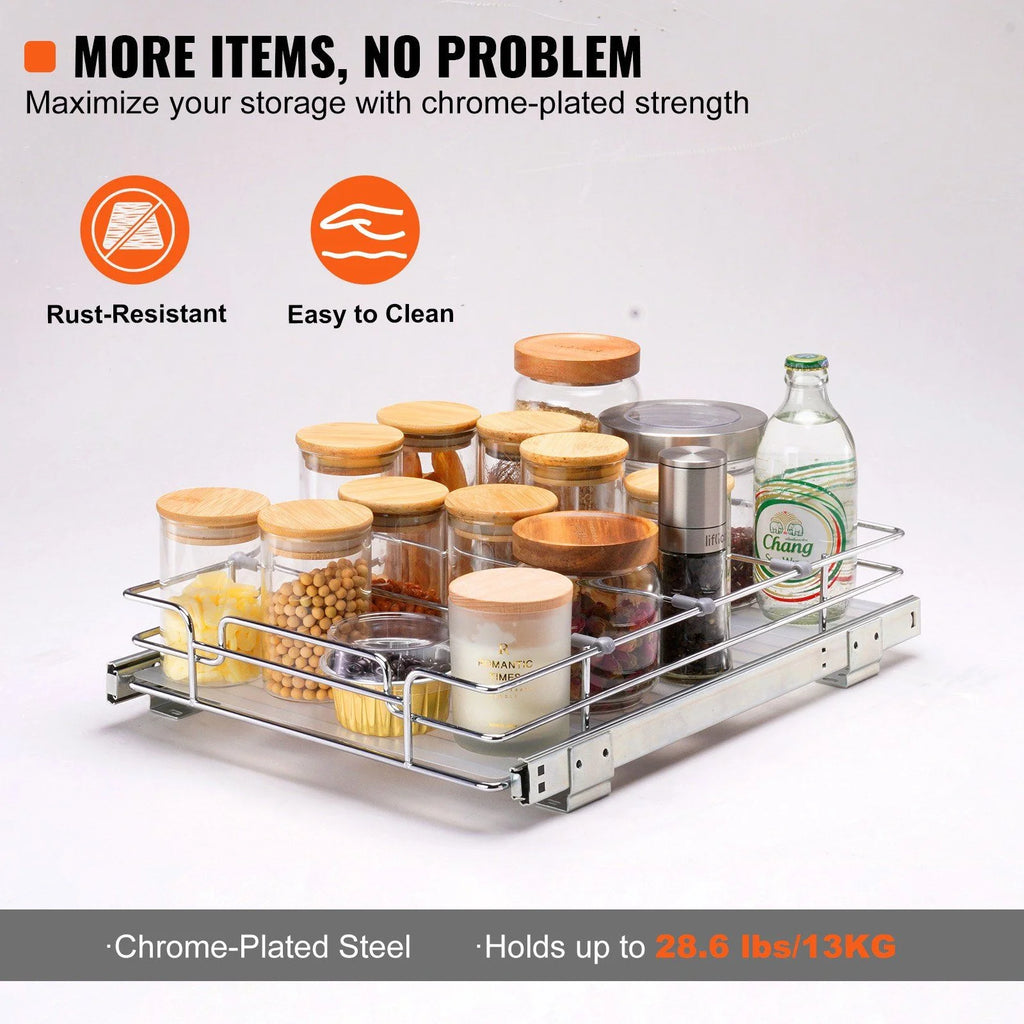 Chrome Plated Steel Pull Out Cabinet Organizer H33293