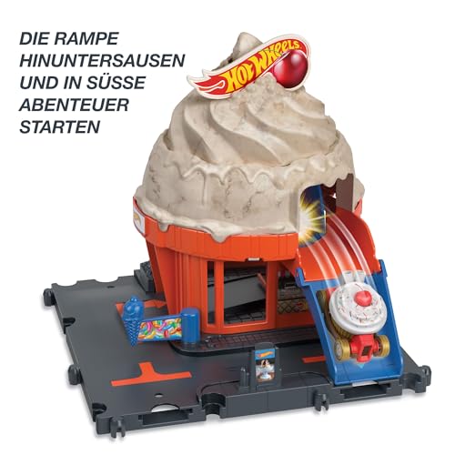 HOT WHEELS City Downtown Spielset mit manuellem Aufzug, Rampe, inklusive 1 Auto X2867