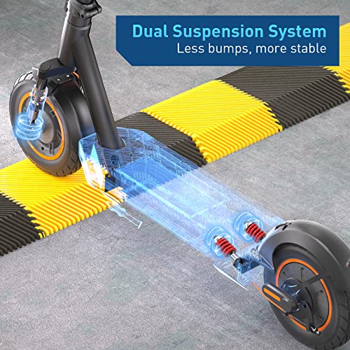 Electric Scooter, 46.6 Mi Long Range, 22 MPH, 650W Motor, 11'' Pneumatic Tires, Dual Suspension, 265lbs MAX Load Q504942