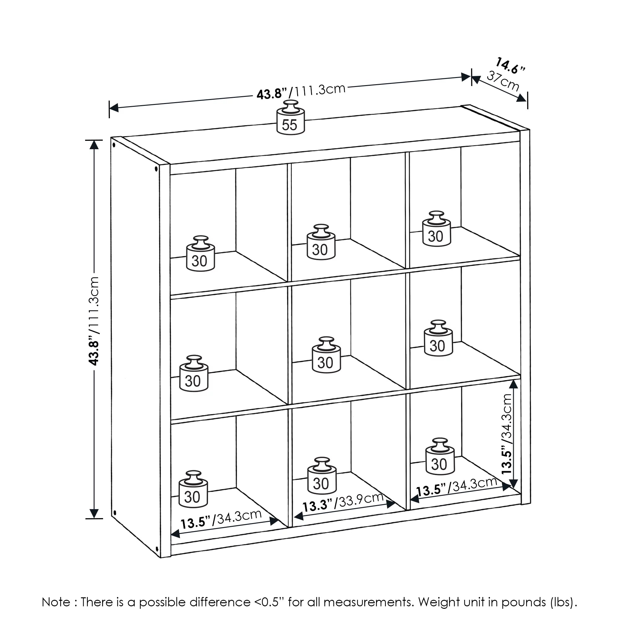 9-Cube Light Grey Storage Organizer E35915