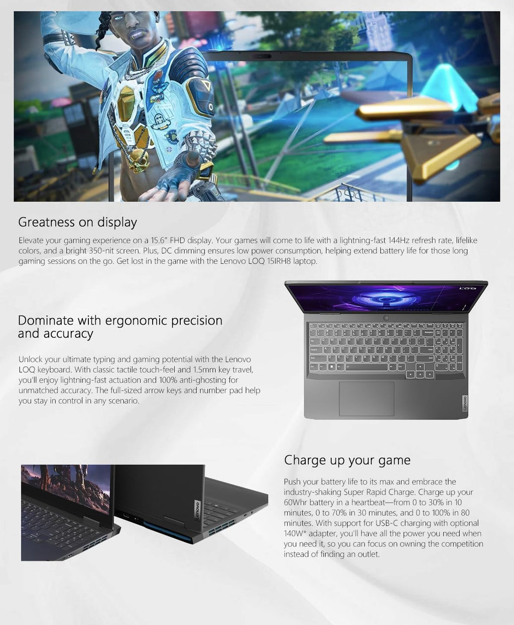 15.6" 144Hz IPS Gaming Laptop NVIDIA GeForce RTX 3050 Intel Core i5-13420H 32GB RAM 1TB Storage Storm Grey Q752