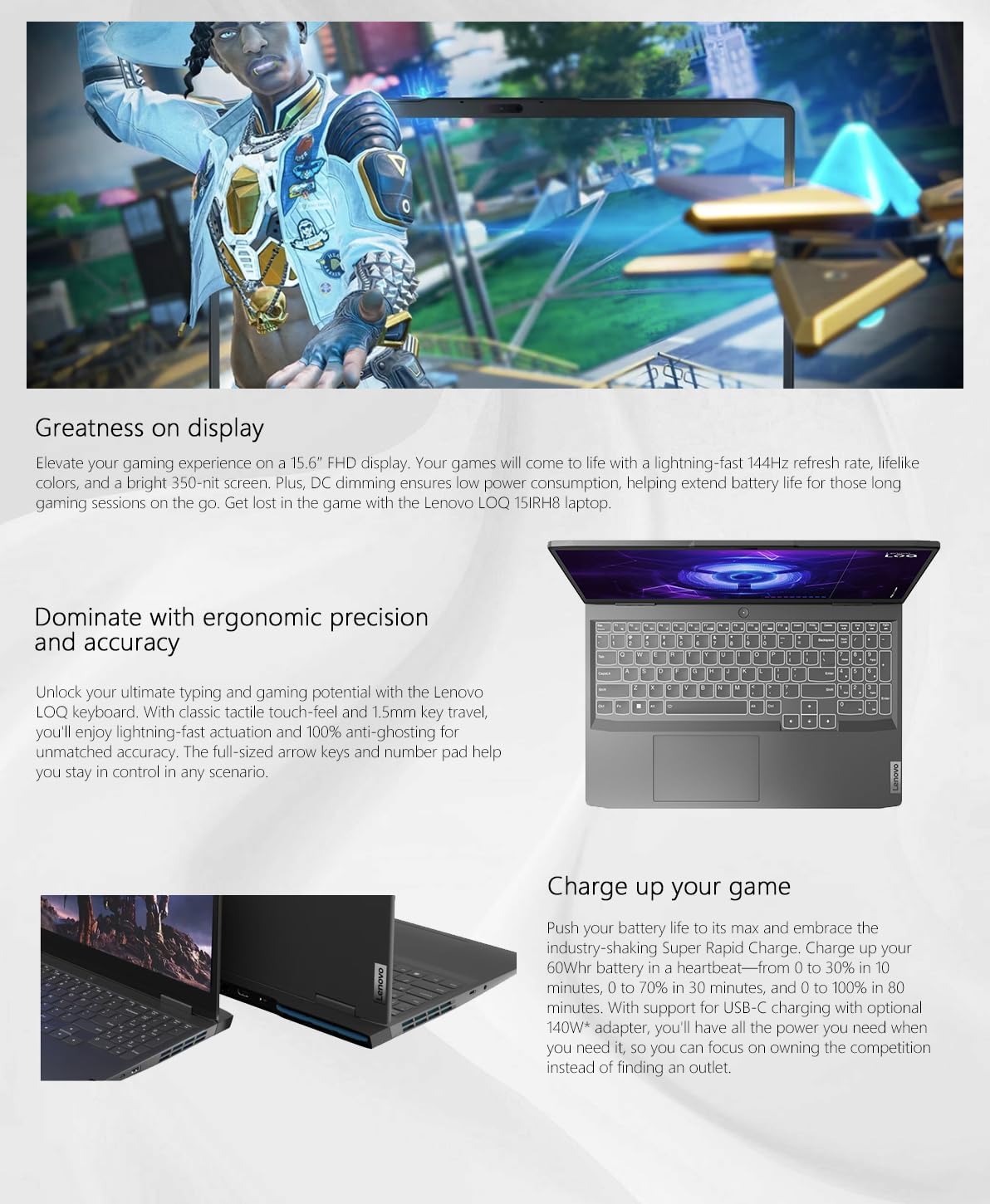 15.6" 144Hz IPS Gaming Laptop NVIDIA GeForce RTX 3050 Intel Core i5-13420H 32GB RAM 1TB Storage Storm Grey Q752