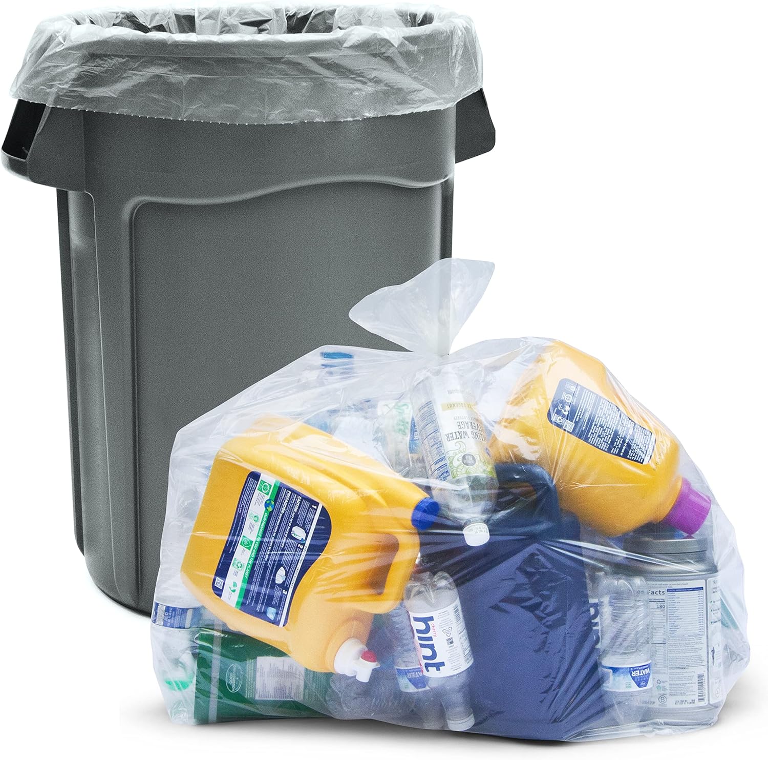 Clear Heavy Duty Trash Bags 30-33 Gallon 100 Bags with Ties I2666